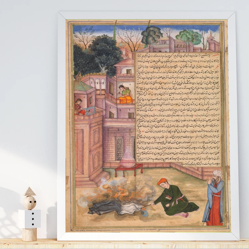 تابلو طرح سوزاندن ردا مدل G00169 فریم سفید