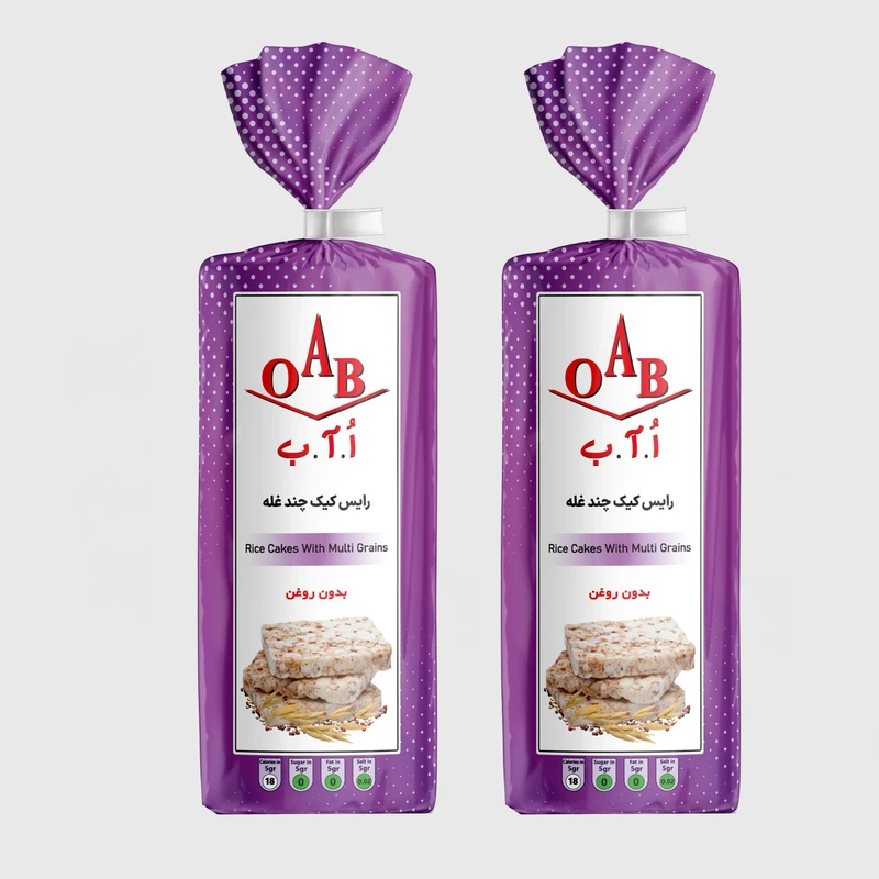 رایس کیک چند غله بدون روغن  اُ آ ب  - 100 گرم بسته 2 عددی