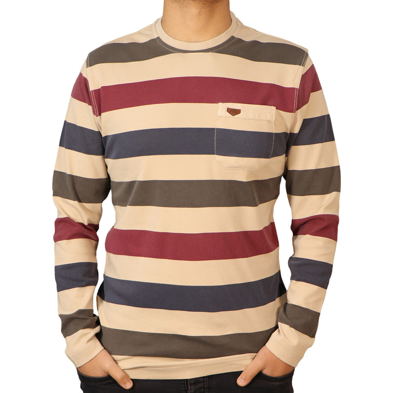 تی شرت آستین بلند مردانه مدل یقه گرد سنگشور کد 36866 رنگ زرشکی