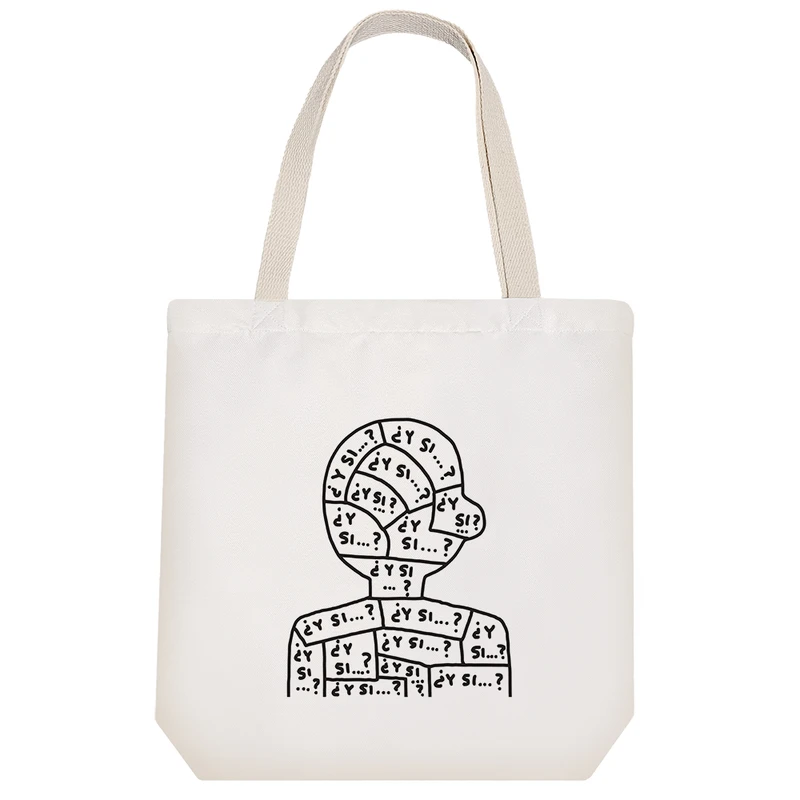 ساک خرید پارچه ای خندالو طرح سوال های ذهن مدل توت بگ کد 6620