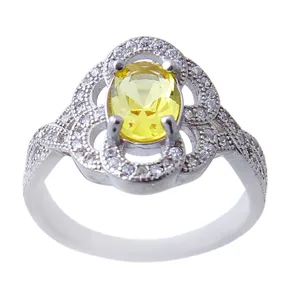  انگشتر نقره زنانه بازرگانی میلادی مدل سیترین کد AWR_707