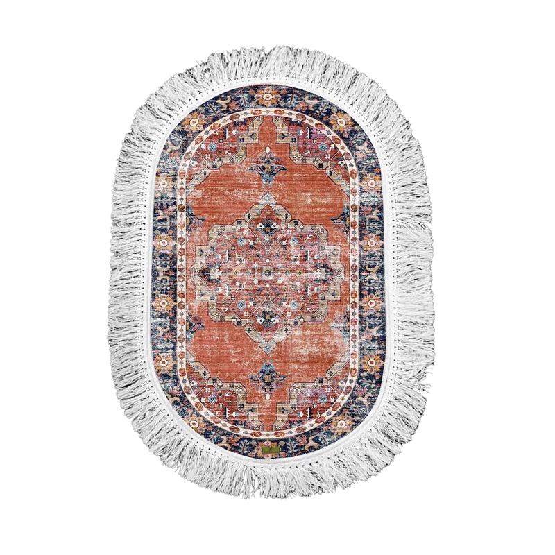 فرش پارچه‌ای ریحانلوکس مدل بیضی کد PB16