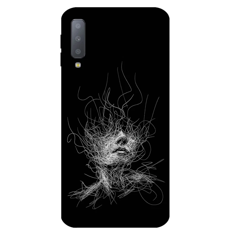 کاور مگافون طرح اسکچ صورت مدل 7423 مناسب برای گوشی موبایل سامسونگ Galaxy A750 (A7 2018)