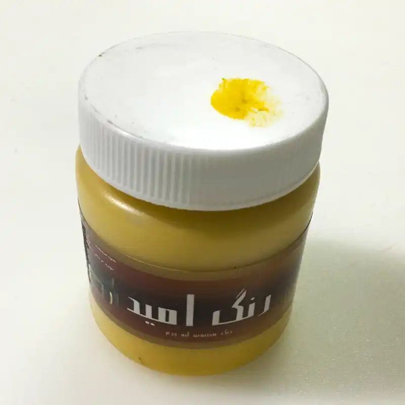 محلول رنگ زرد لبه چرم امید مدل O-Yw100 حجم 100 میلی لیتر