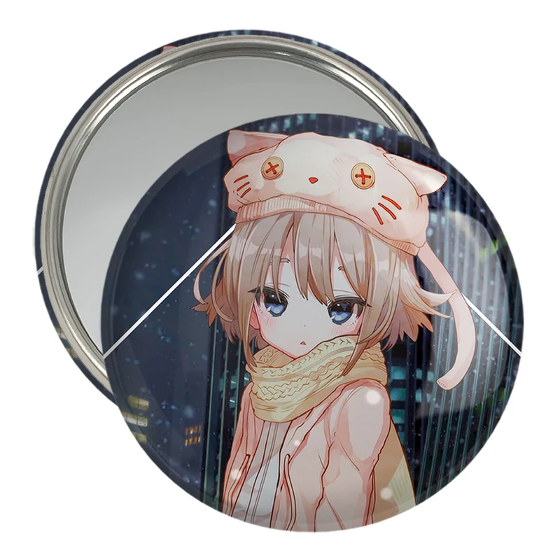 آینه جیبی خندالو مدل دختر انیمه ای  کد 18042