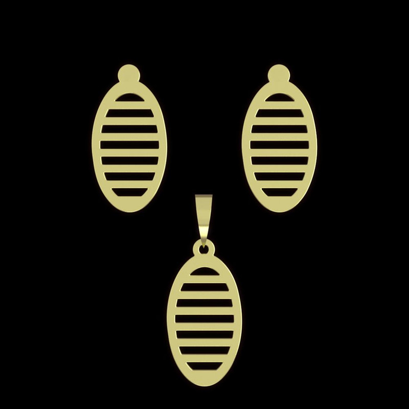 نیم ست طلا 18 عیار زنانه مدوپد مدل بیضی کد NA11488