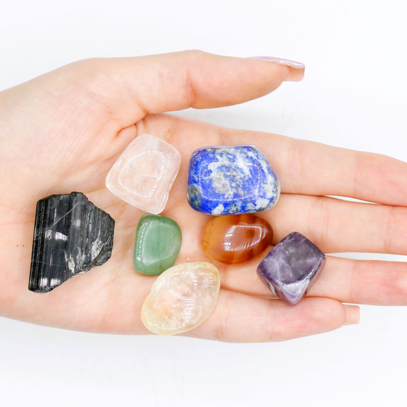 سنگ راف مانا جم مدل هفت چاکرا مجموعه 7 عددی