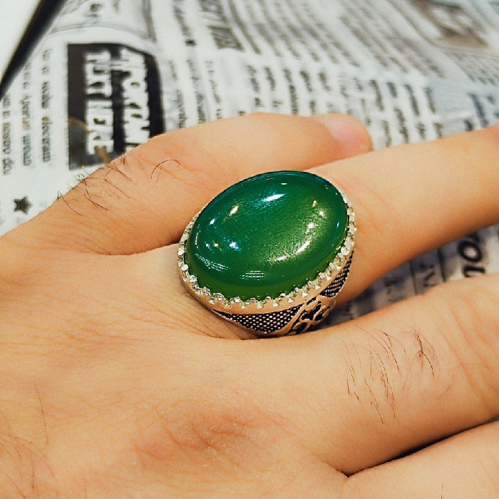 انگشتر نقره مردانه مدل سنگ عقیق کد 740