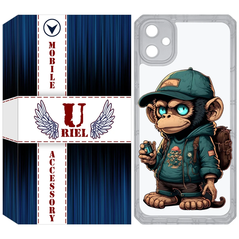 کاور یوریل مدل Clear کد 36 طرح میمون مناسب برای گوشی موبایل سامسونگ Galaxy A05