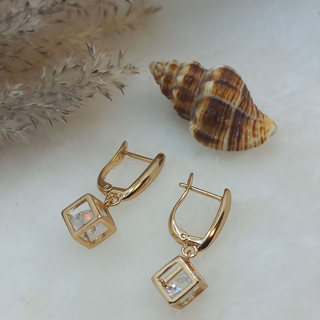 گوشواره زنانه ژوپینگ مدل مکعبی کد NN 017 -  - 5