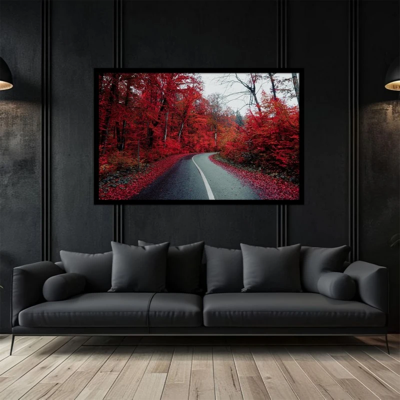 تابلو بکلیت طرح منظره هنری و مدرن طبیعت زیبا و جاده جنگلی مدل B-bu5171