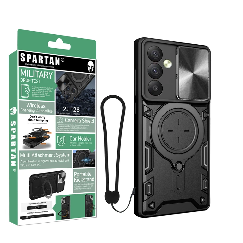 کاور اسپارتان مدل Magnet Ring Apple Strap مناسب برای گوشی موبایل سامسونگ Galaxy A56 به همراه قلم و بند آویز