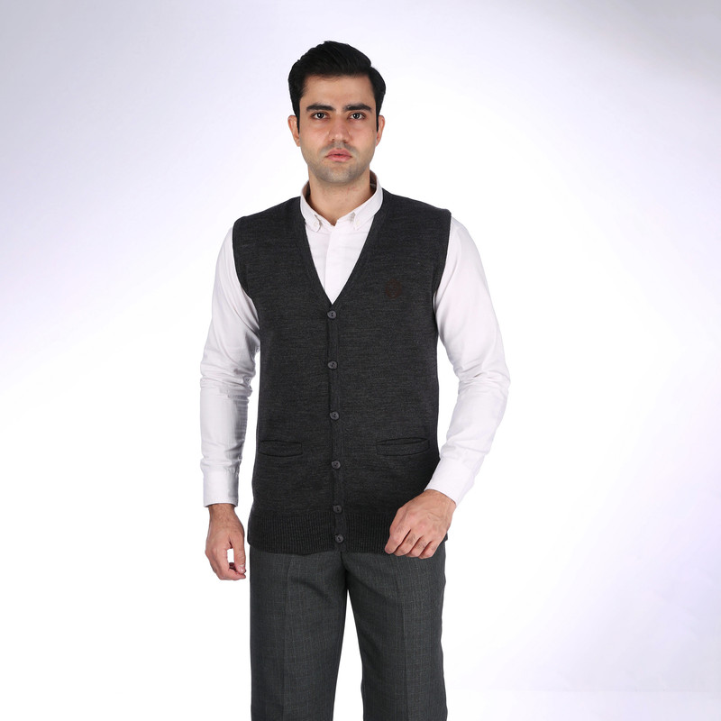 ژیله مردانه تریکو پاییزان مدل J710 رنگ زغالی