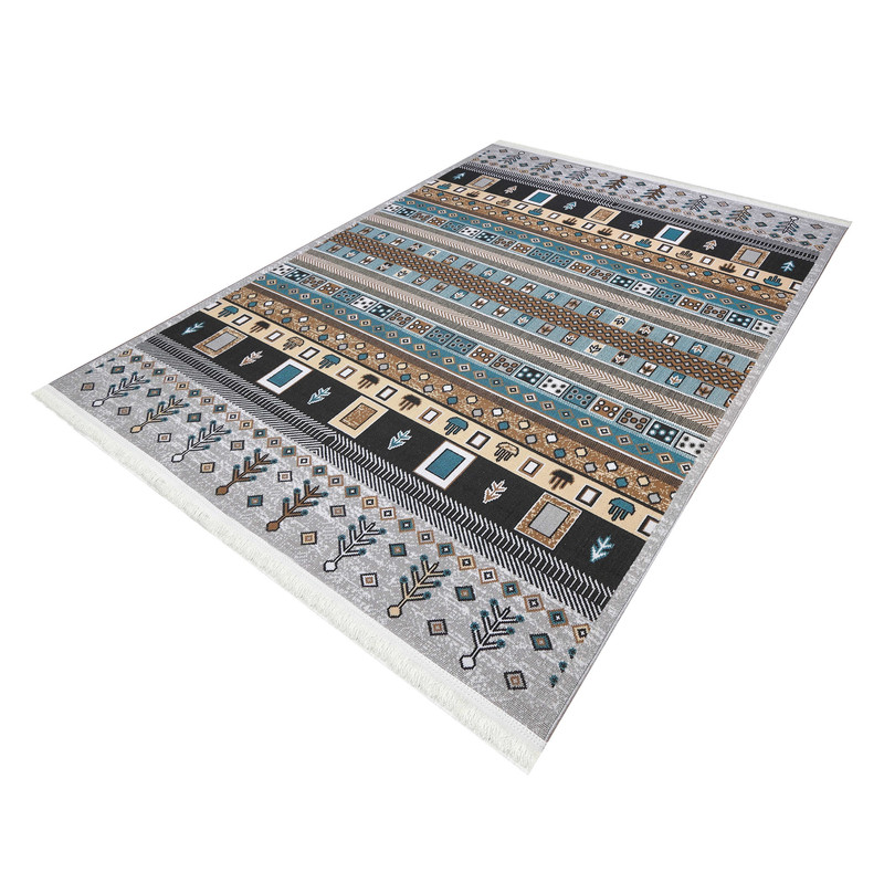 گلیم ماشینی دنیای فرش مدل نرگس نسکافه ای کد 2025