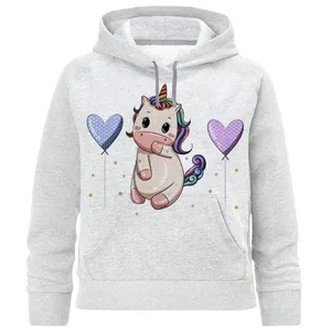 هودی دخترانه مدل تکشاخ و بادکنک F879