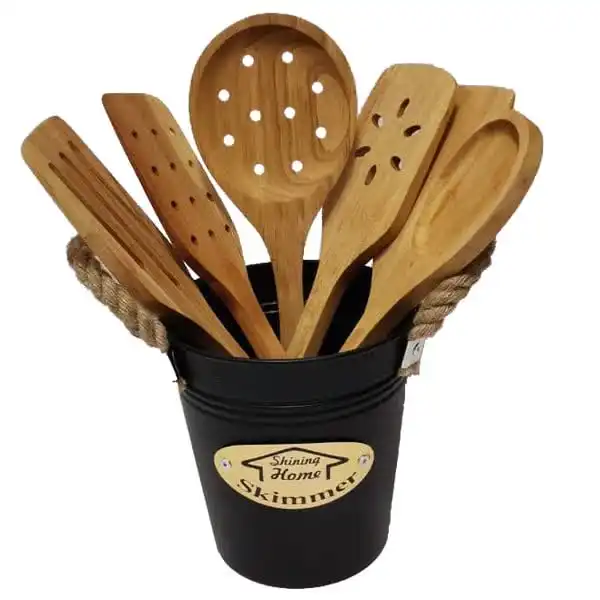 سرویس کفگیر 6 پارچه مدل چوبی 10405 به همراه استند