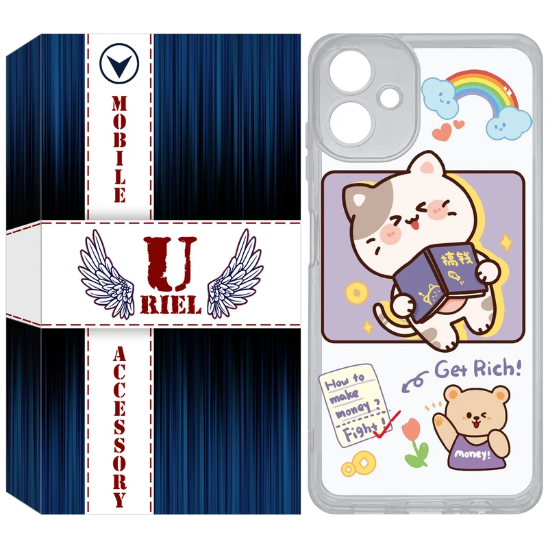 کاور یوریل مدل Clear کد 12 طرح گربه مناسب برای گوشی موبایل سامسونگ Galaxy A06