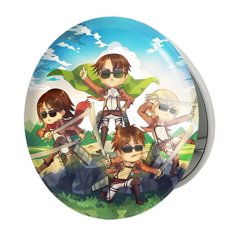 آینه جیبی خندالو طرح لیوای و ارن و میکاسا و آرمین انیمه اتک آن تایتان Attack on Titan مدل تاشو کد 10981 