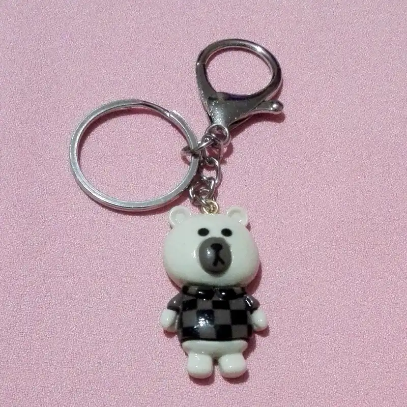 آویز کیف زنانه مدل خرس شطرنجی