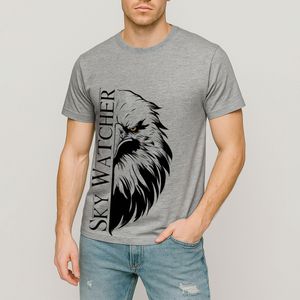 تی‌شرت آستین کوتاه مردانه مدل عقاب کد V334 رنگ طوسی