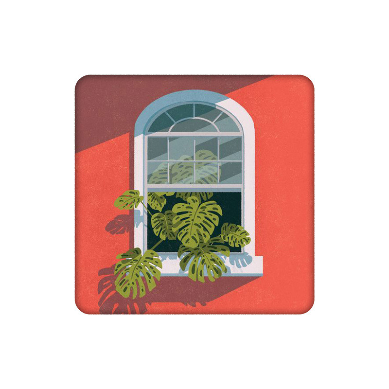 زیرلیوانی طرح پنجره و گیاه برگ انجیری کد 3621667