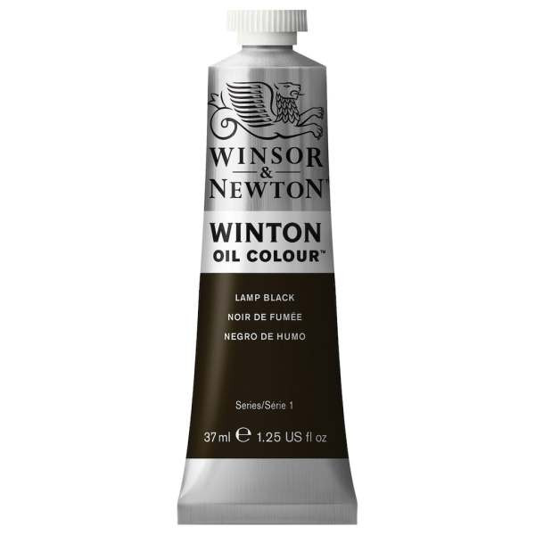 رنگ روغن وینزور اند نیوتون مدل وینتون کد LAMP BLACK 25 حجم 37 میلی لیتر