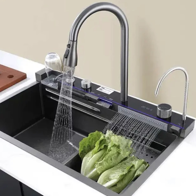 سینک ظرفشویی استیل توکار یک لگنه مدل پیانویی 5 کلید