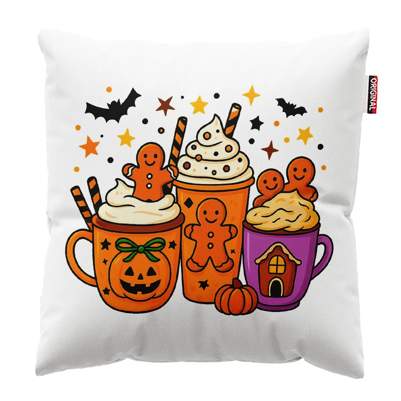 کوسن پاد آفرین مدل پاییز طرح کدوتنبل کد PK402722 سایز 40*40 سانتی متر