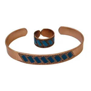 ست انگشتر و دستبند دست ساز زنانه مدل مستطیل مورب کد JW634.2