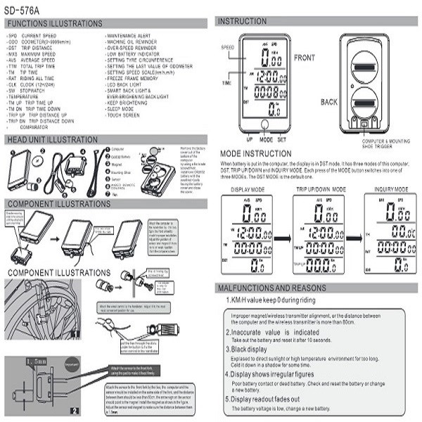 کامپیوتر دوچرخه سان دینگ مدل SD 576A
