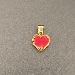 آویز گردنبند طلا 18 عیار زنانه مدل قلب و مرجان کد 007