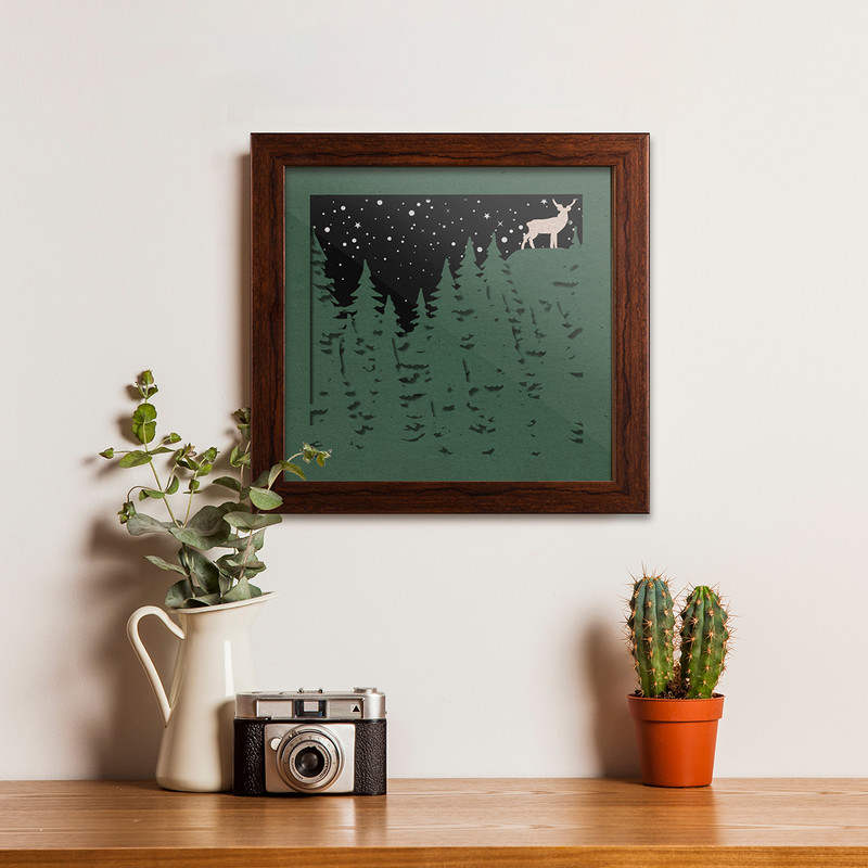 تابلو  ناول مدل جنگل سبز برفی