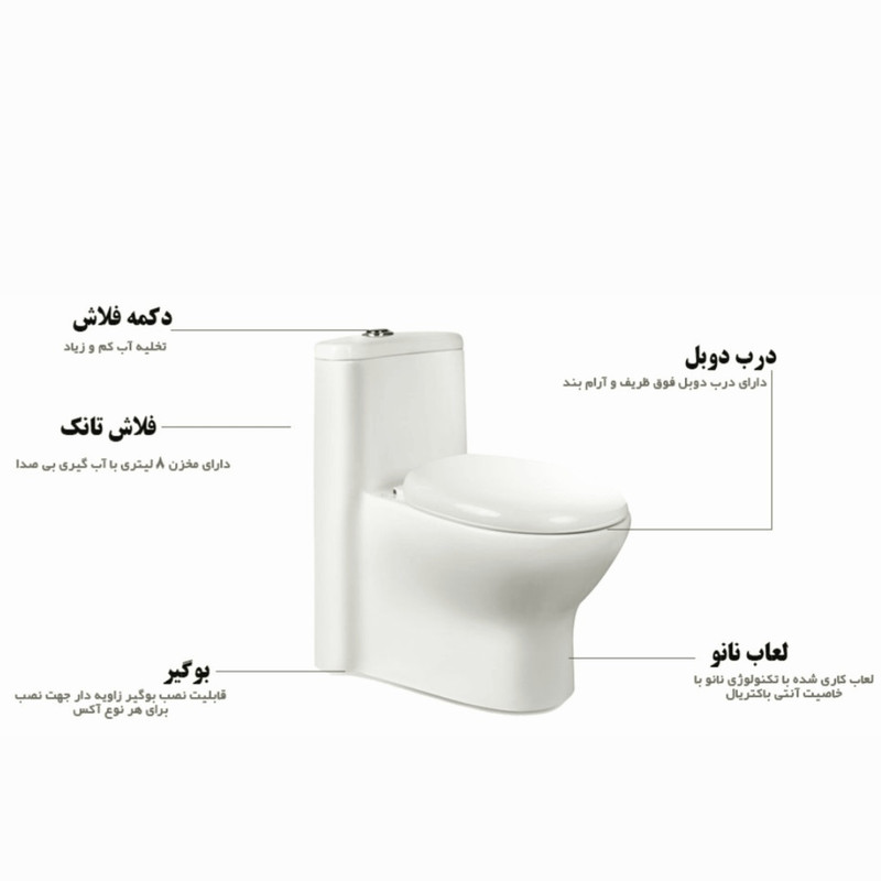 توالت فرنگی زیبا سرام مدل آرمیدا بیده دار