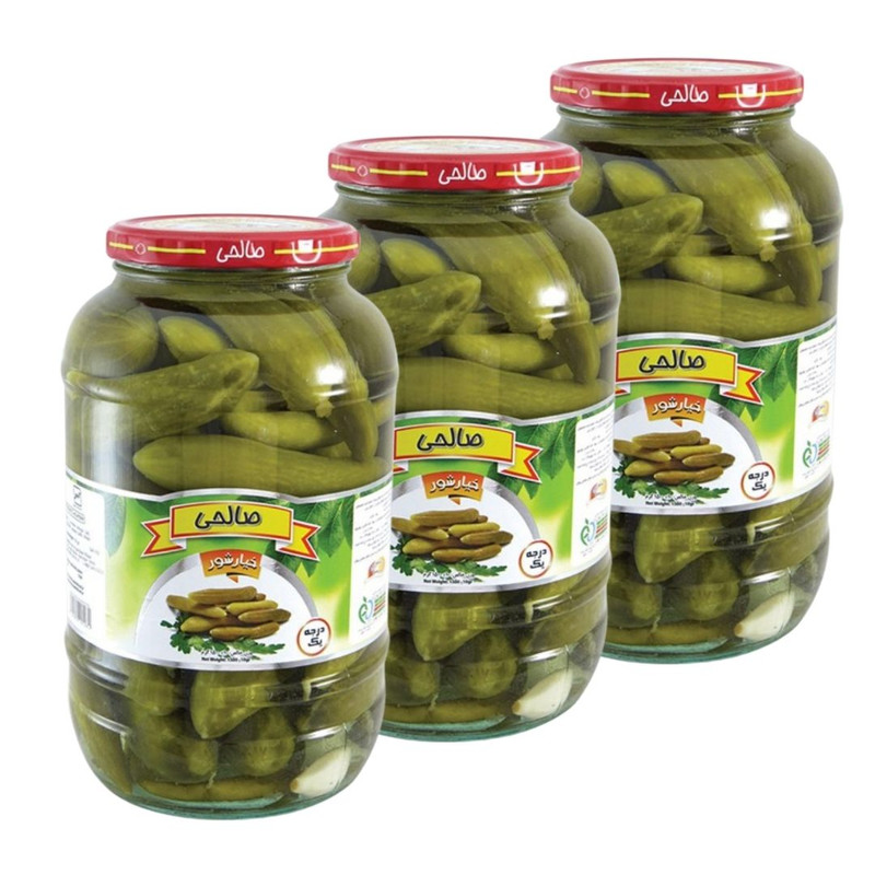 خیارشور سرکه ای صالحی - 1300 گرم مجموعه 3 عددی