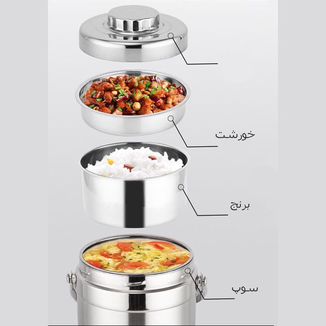 ظرف غذا ژیانبائو مدل 3 طبقه 2 استیل