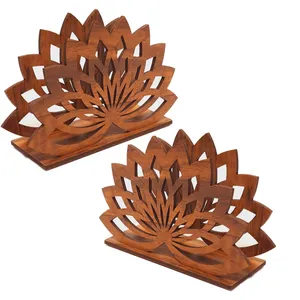 جای دستمال کاغذی چوبی تیکما مدل خورشیدی کد KIT D4C بسته 2 عددی