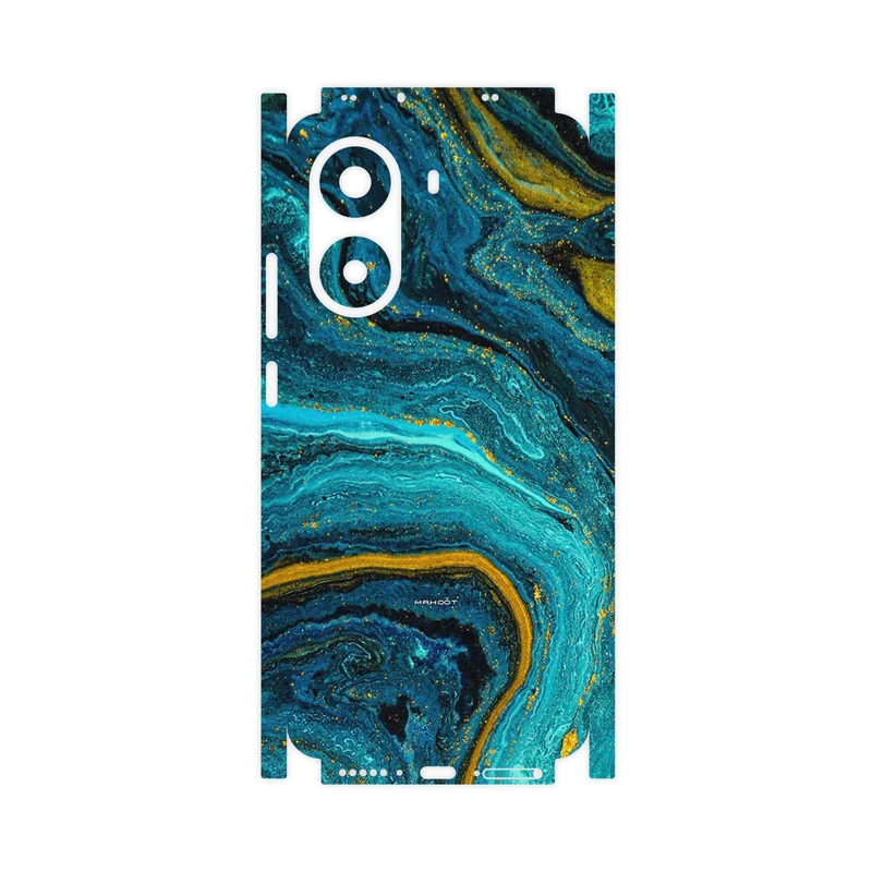 برچسب پوششی ماهوت مدل Turquoise marblewith golden streaks-FullSkin مناسب برای گوشی موبایل شیائومی Poco X7 Pro
