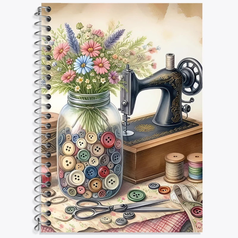 دفتر زبان 50 برگ خندالو مدل سه خط طرح چرخ خیاطی کد N2008