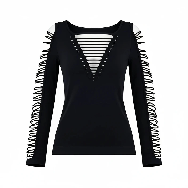 بلوز آستین بلند یقه هفت زنانه مدل برش دار مجلسی