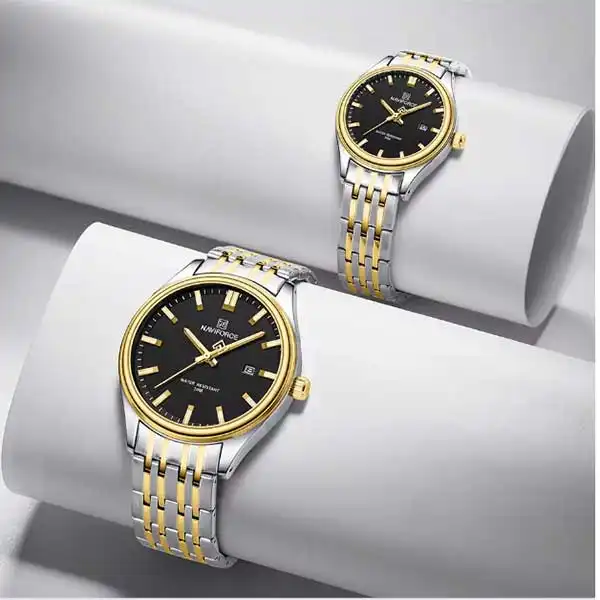 ست ساعت مچی عقربه ای زنانه و مردانه نیوی فورس مدل NF8039G S G B