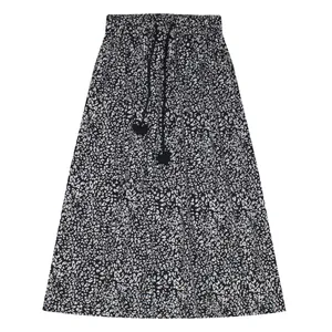 دامن زنانه مدل پرچین طرح پلنگی کد B-W