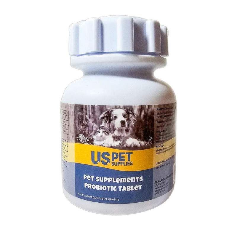 قرص تقویت دستگاه گوارش سگ و گربه یو اس پت مدل پروبیوتیک بسته 200 عددی