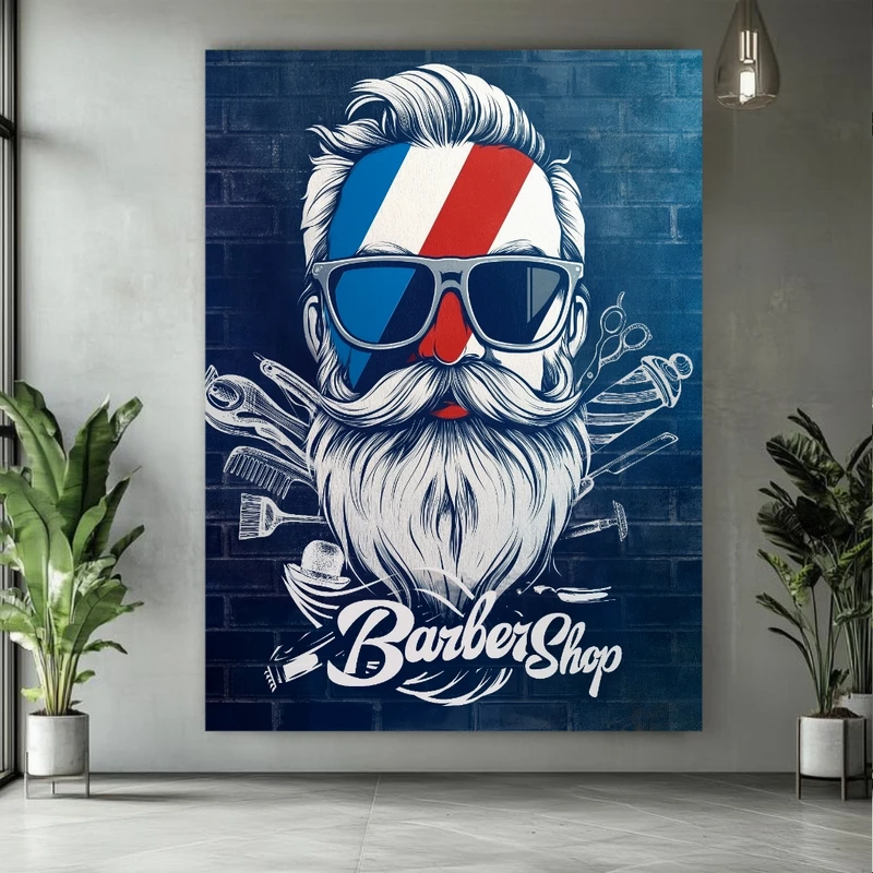 تابلو بوم طرح مخمل آرایشگاه مردانه مدل barbershop کد FP106327