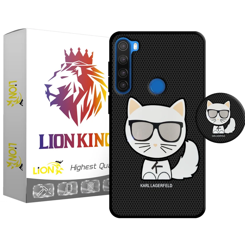 کاور لاین کینگ مدل گربه j2 مناسب برای گوشی موبایل شیائومی Redmi Note 8 به همراه پایه نگهدارنده