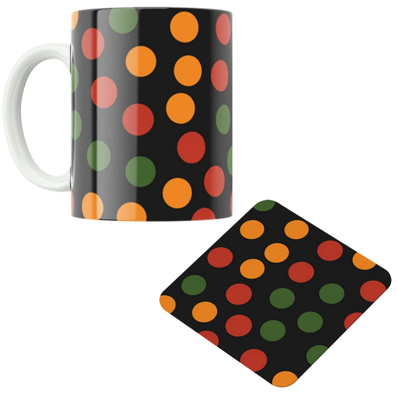 ماگ پاد آفریقایی مدل خال خالی آفریقایی کد DKC543 به همراه زیر لیوانی