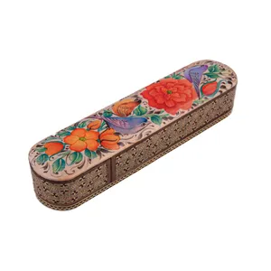 قلمدان خاتم کاری کروبی طرح گل مرغ کد 1585