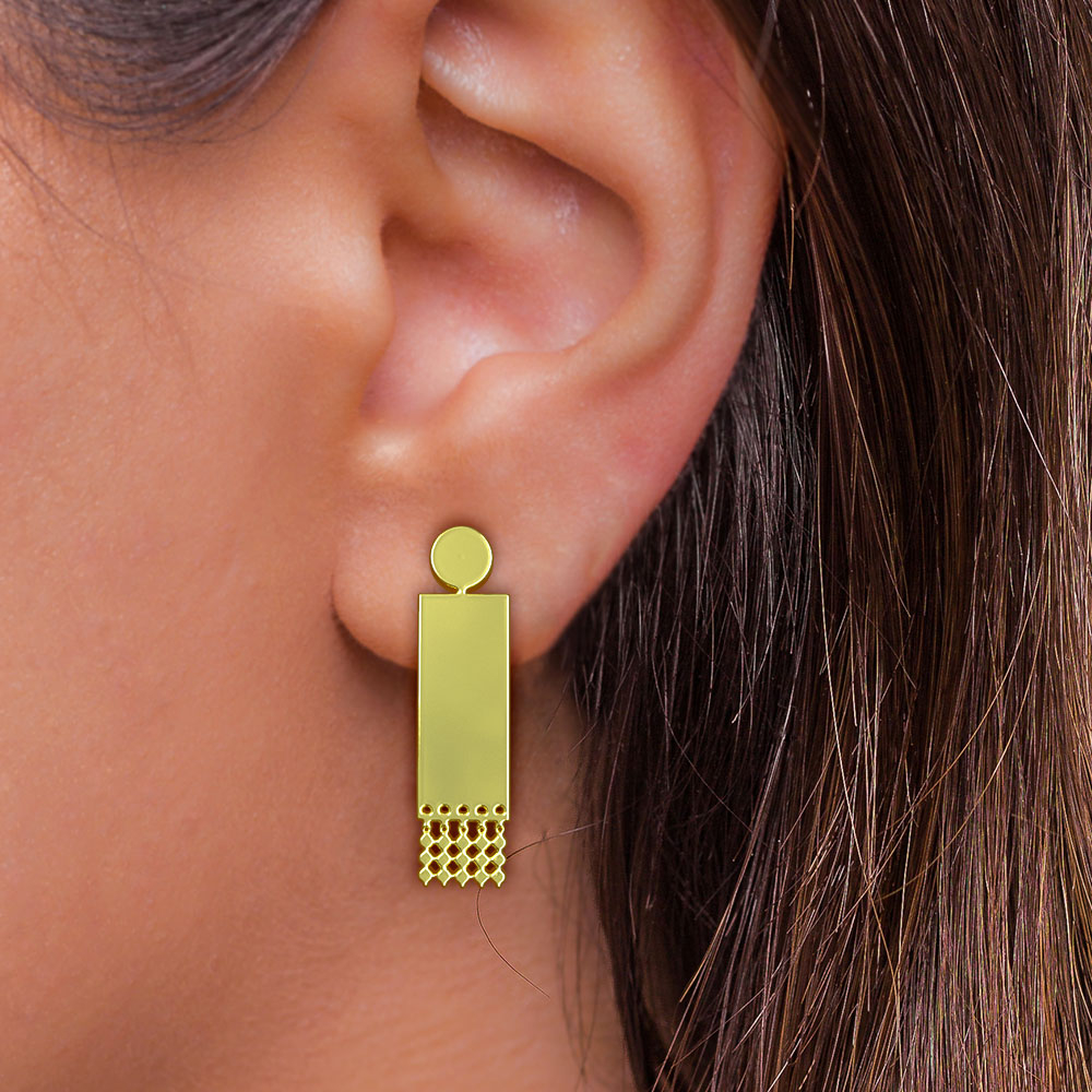 گوشواره طلا 18 عیار زنانه مدوپد مدل هندسی کد GA1-14885