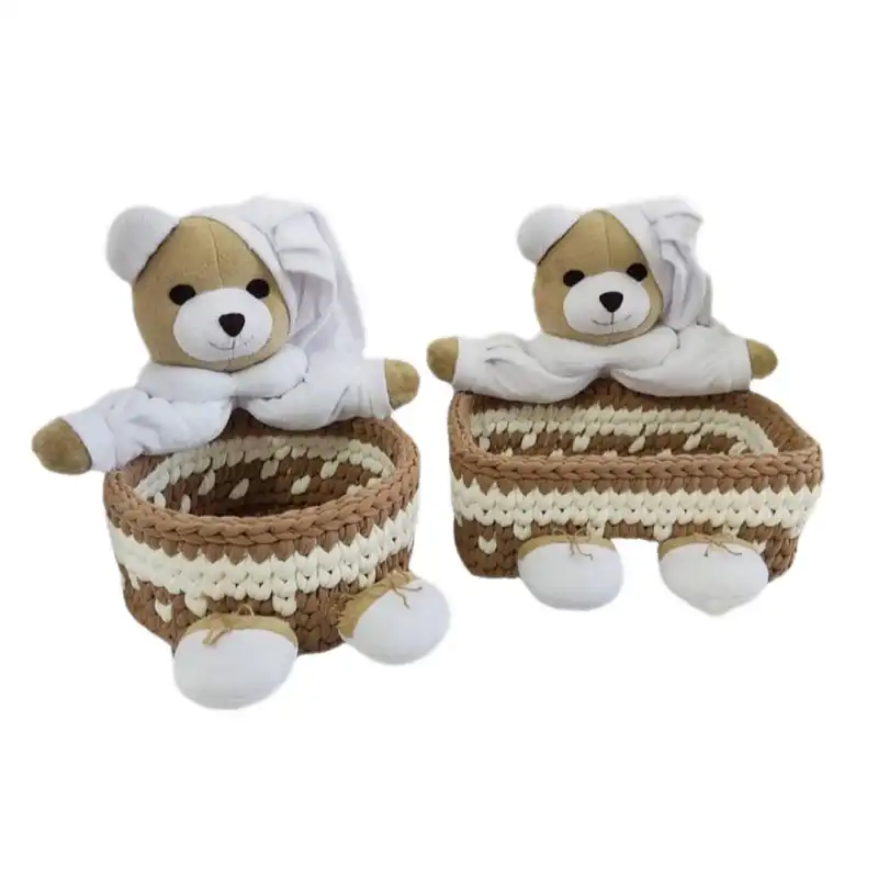 سبد قلاب بافی تریکو طرح عروسک خرسی کد 02 مجموعه 2 عددی