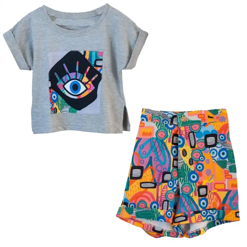 ست تی‌شرت و شلوارک دخترانه تیتیش مدل 2471628