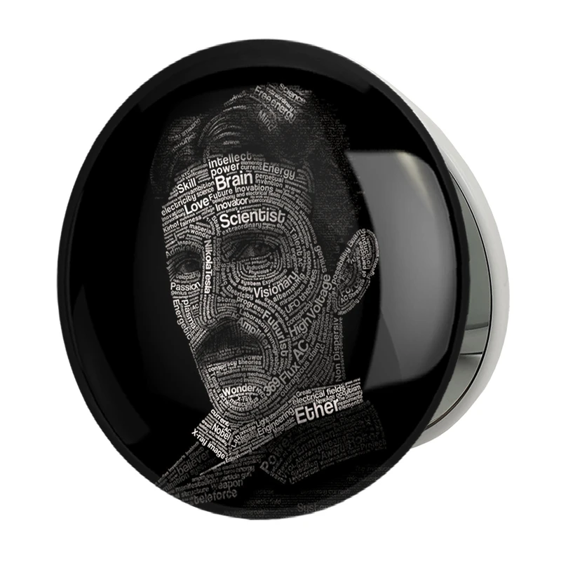 آینه جیبی خندالو طرح نیکولاس تسلا Tesla مدل تاشو کد 29495